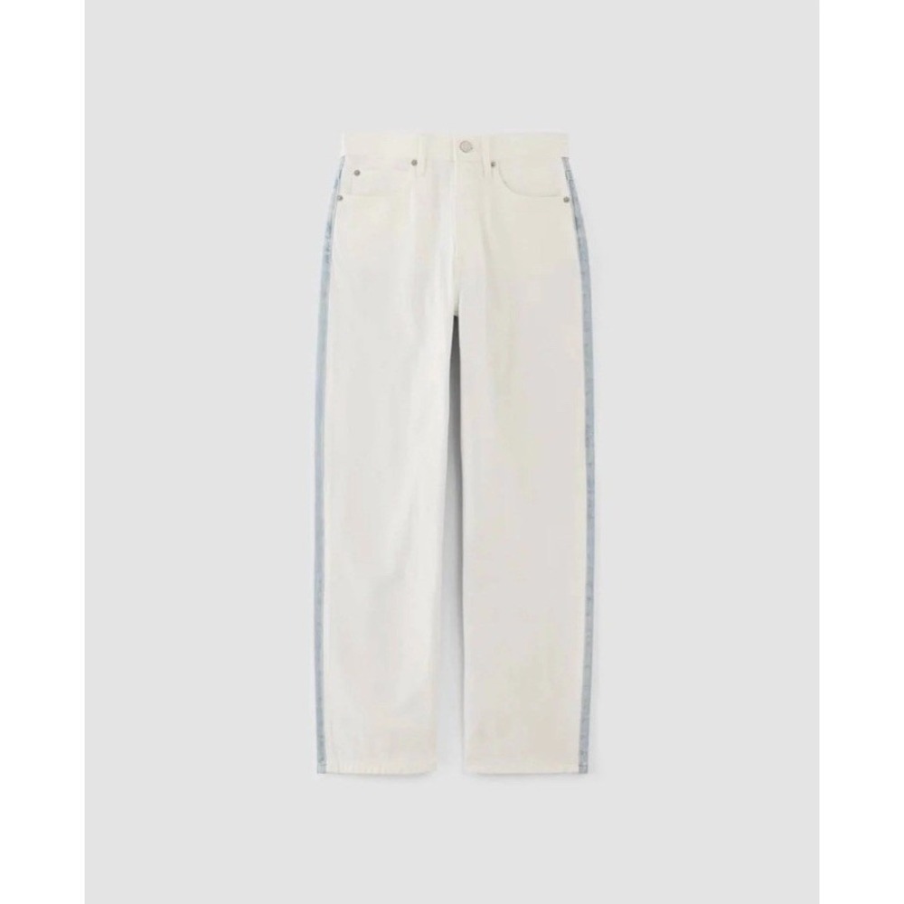 Everlane NWT The Way High Jean 29 Two Tone‎ Split White Blue Straight Leg Rigid